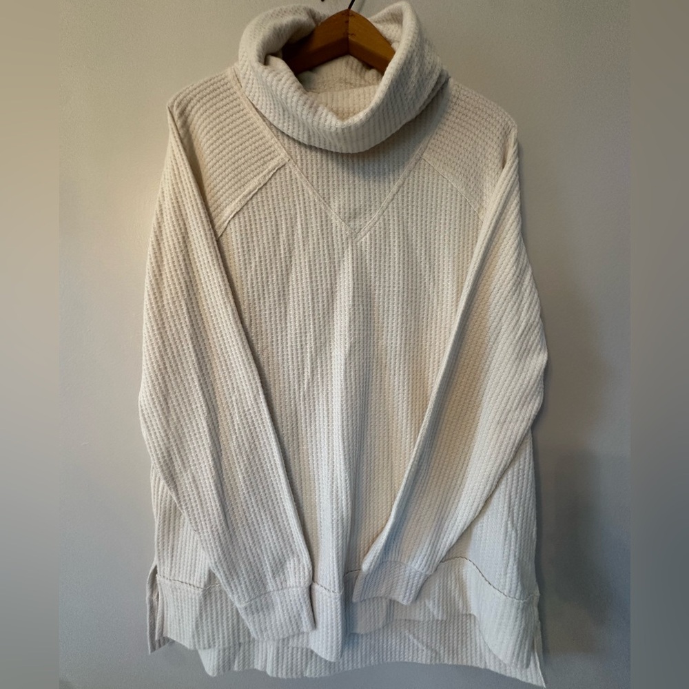 Lou & Grey Cream Turtleneck Waffle Knit Sweater Women’s Size M
